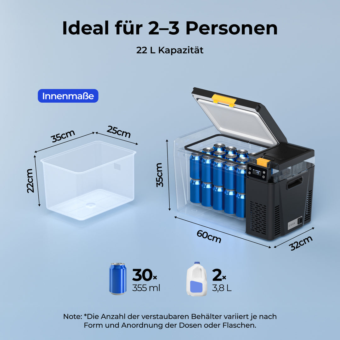 BougeRV Neuer CRX3 22 L tragbarer Kühl- und Gefrierschrank für das Auto