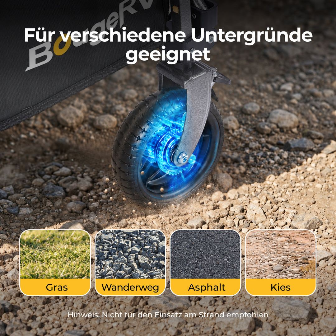 BougeRV LiteRover Faltbarer Elektro-Bollerwagen für Camping  (Schwarz)