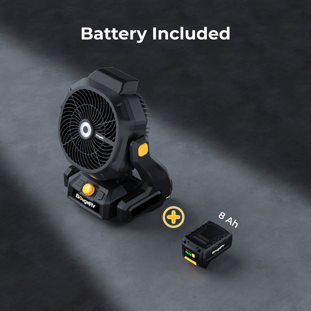 BougeRV F02 Tragbarer kabelloser Baustellen- und Außenventilator mit 144-Wh-Akku