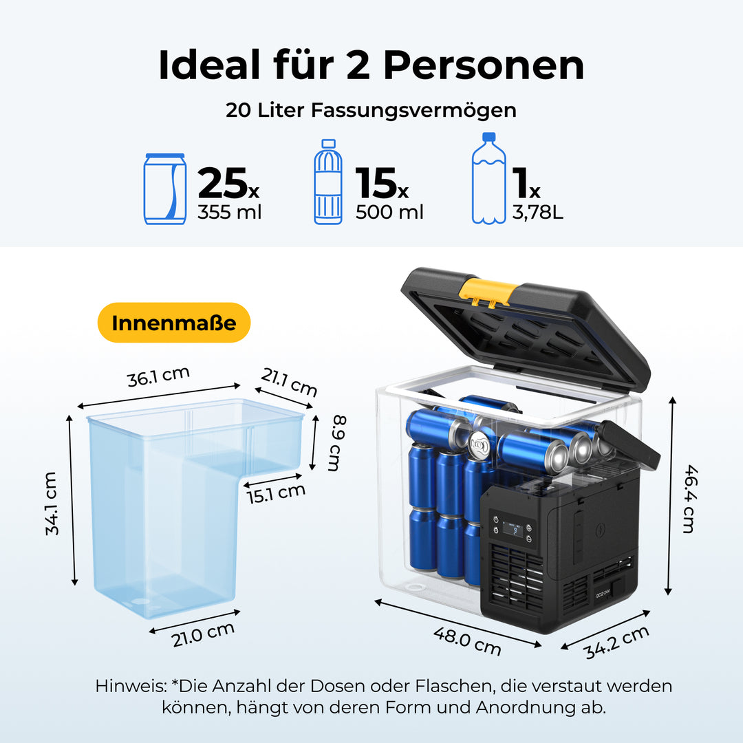 BougeRV Neuer CRH20 20L 12V tragbarer Autokühlschrank mit 240WH Akku