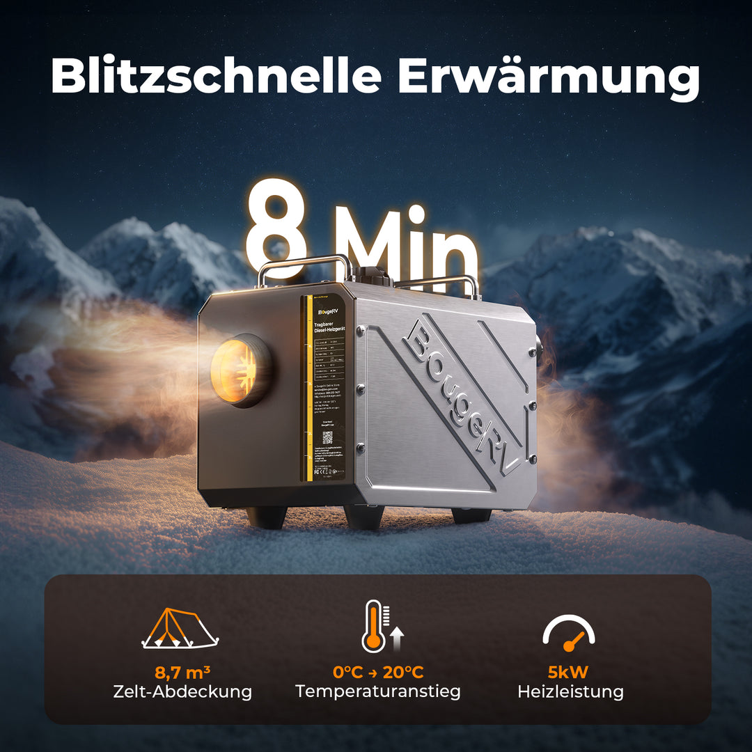 BougeRV 5 kW Tragbarer Diesel-Außenheizstrahler