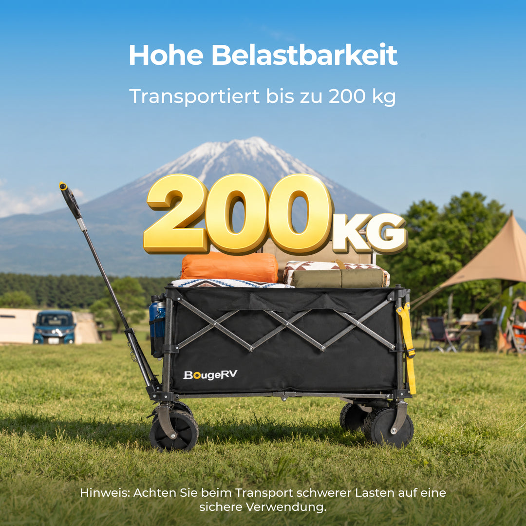 BougeRV Elektrischer Bollerwagen faltbar, 200 kg, für Camping, Garten & Strand