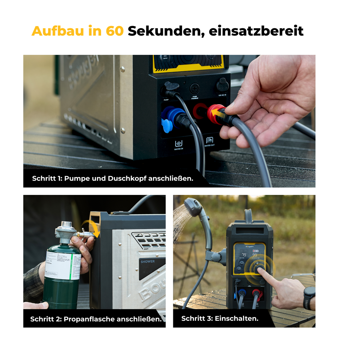 BougeRV Neuer tragbarer Propangas-Wassererhitzer für Campingzwecke im Freien