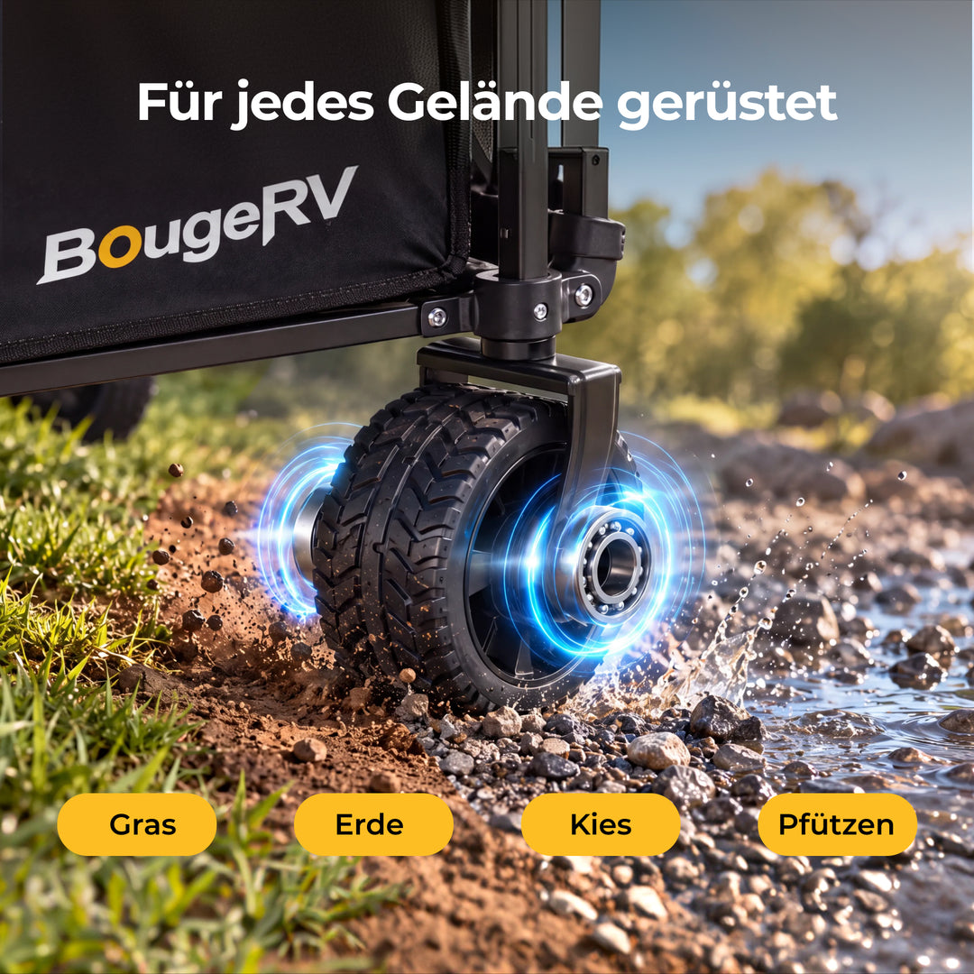 BougeRV Elektrischer Bollerwagen faltbar, 200 kg, für Camping, Garten & Strand