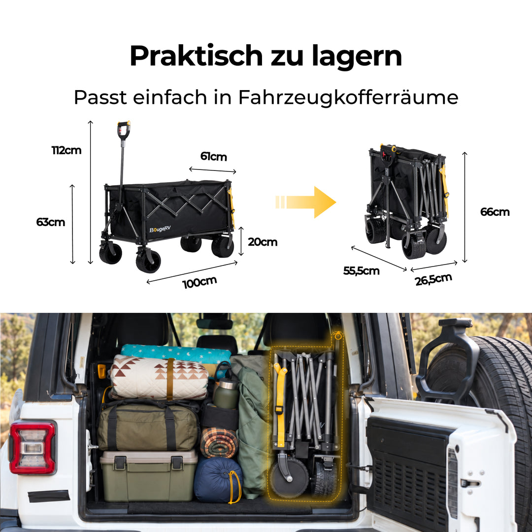 BougeRV Elektrischer Bollerwagen faltbar, 200 kg, für Camping, Garten & Strand