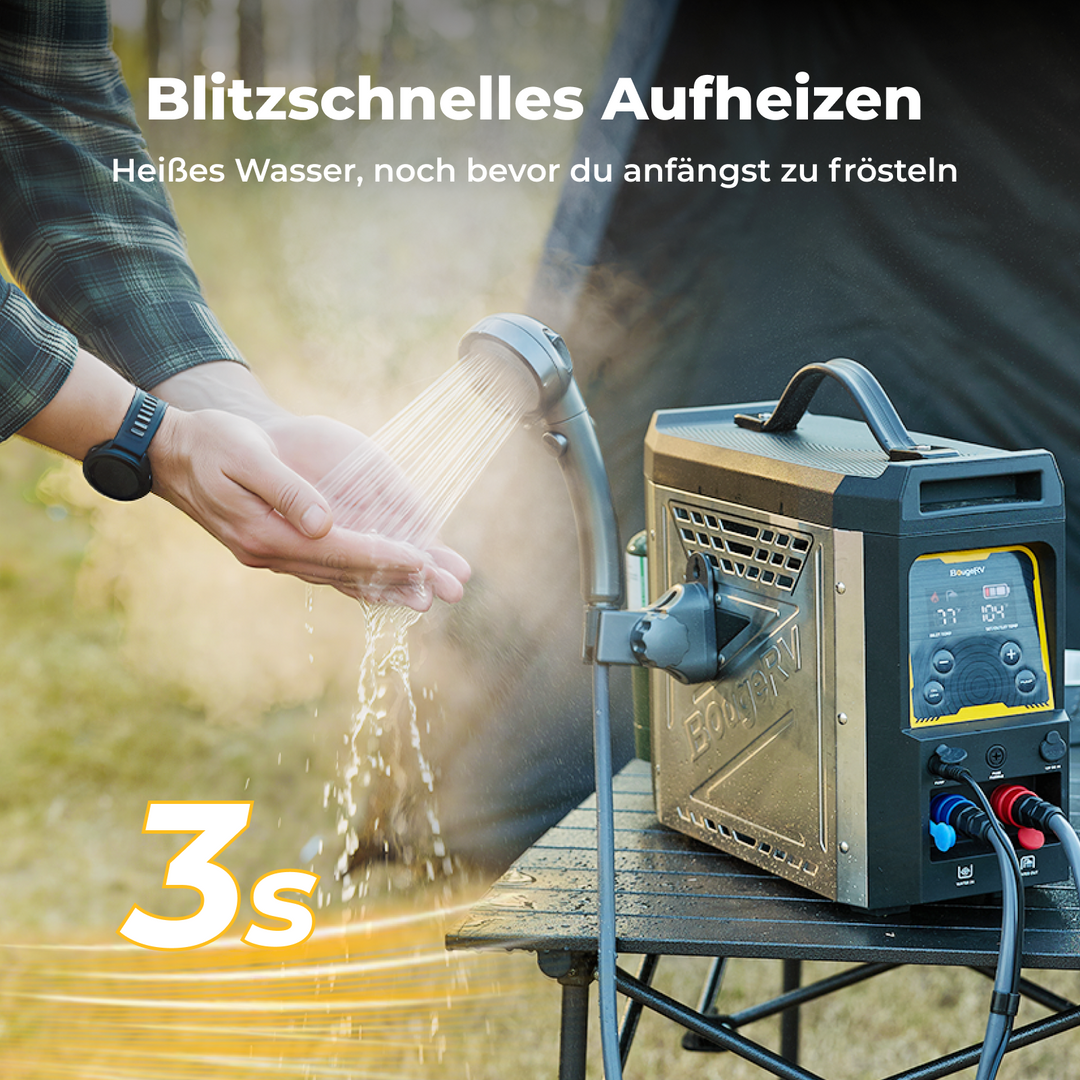 BougeRV Neuer tragbarer Propangas-Wassererhitzer für Campingzwecke im Freien