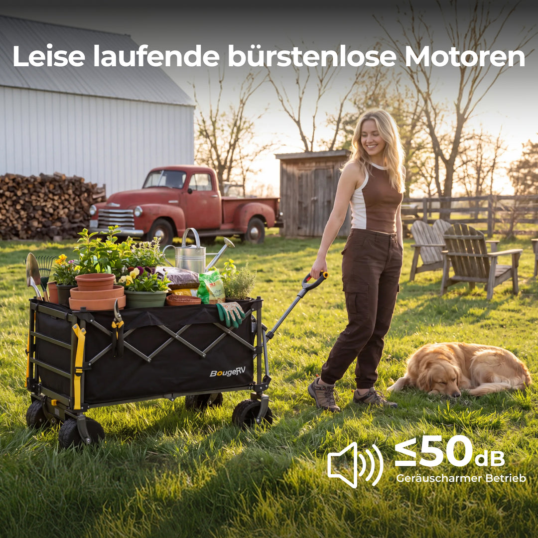 BougeRV Elektrischer Bollerwagen faltbar, 200 kg, für Camping, Garten & Strand