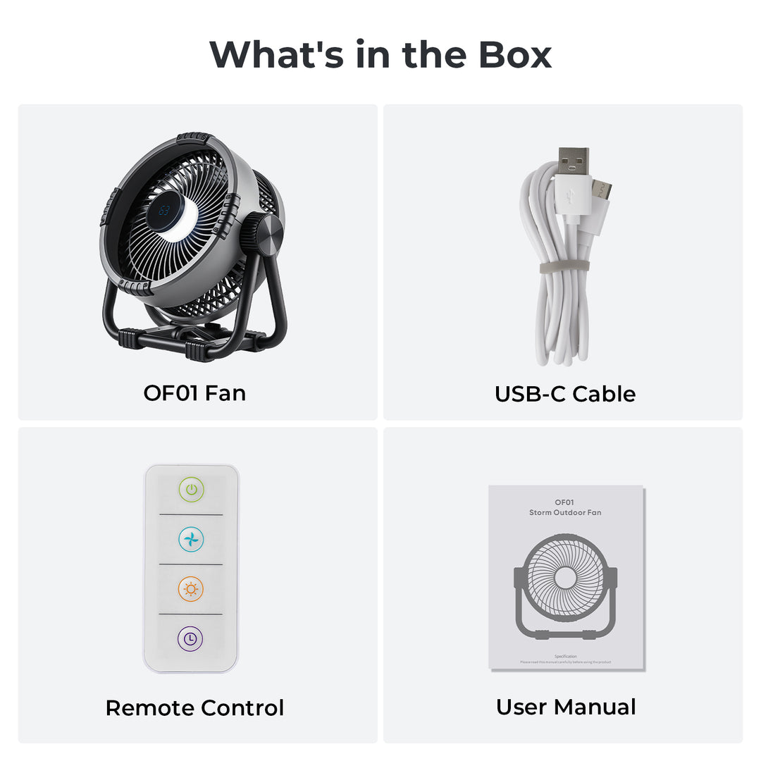 BougeRV tragbarer Ventilator mit 20.000mAh Akku (kabellos)