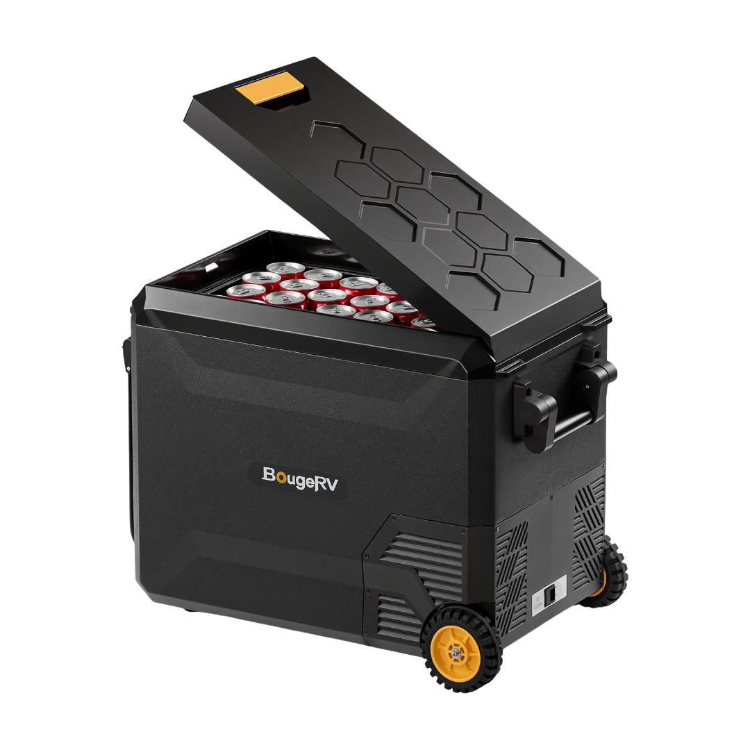 BougeRV Neuer ASPEN S50 12V 47 L tragbarer Kühlschrank (Mit Rollen)