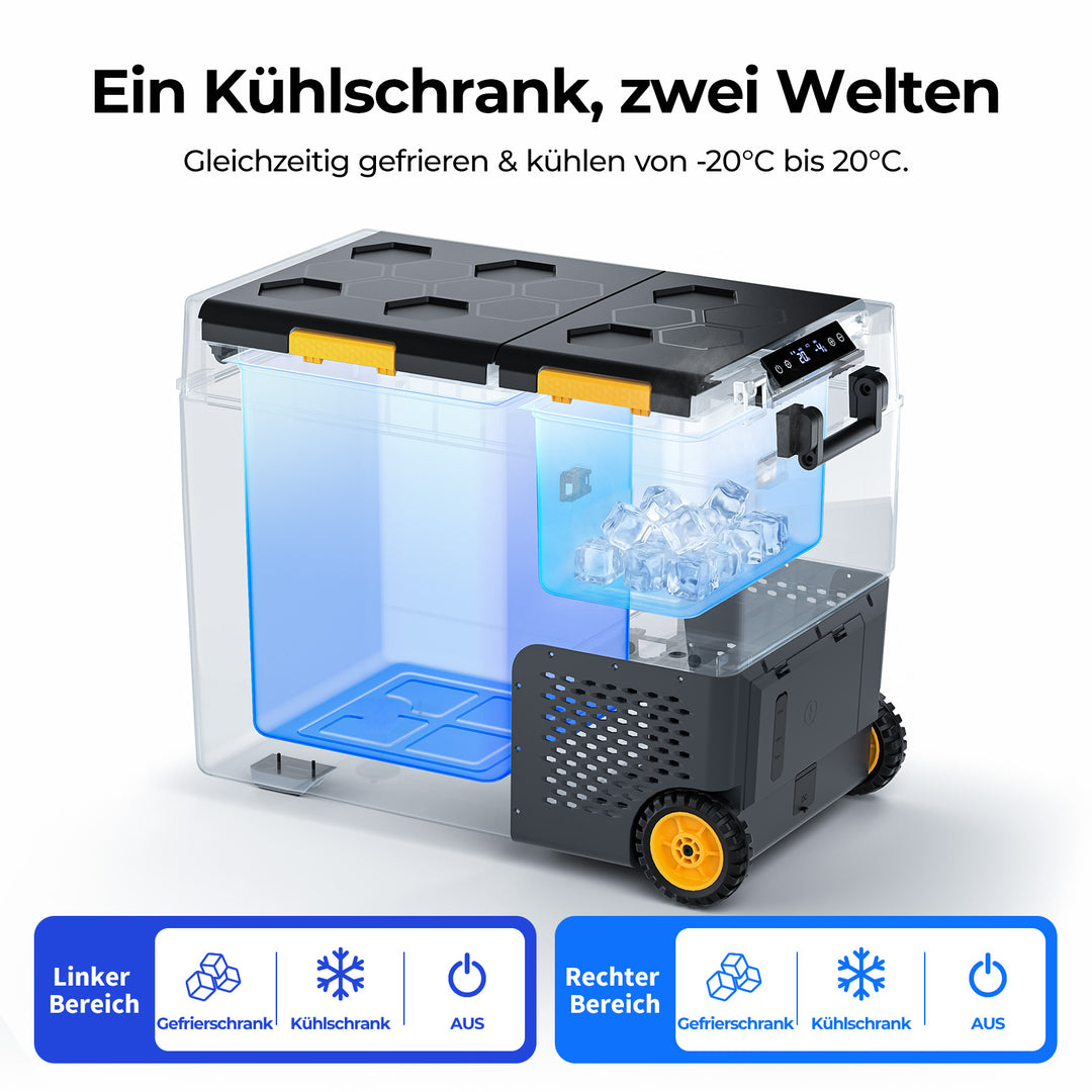 BougeRV CRD2 V2.0 57L Zwei Zonen Doppeltür Kompressor Kühlbox Auto