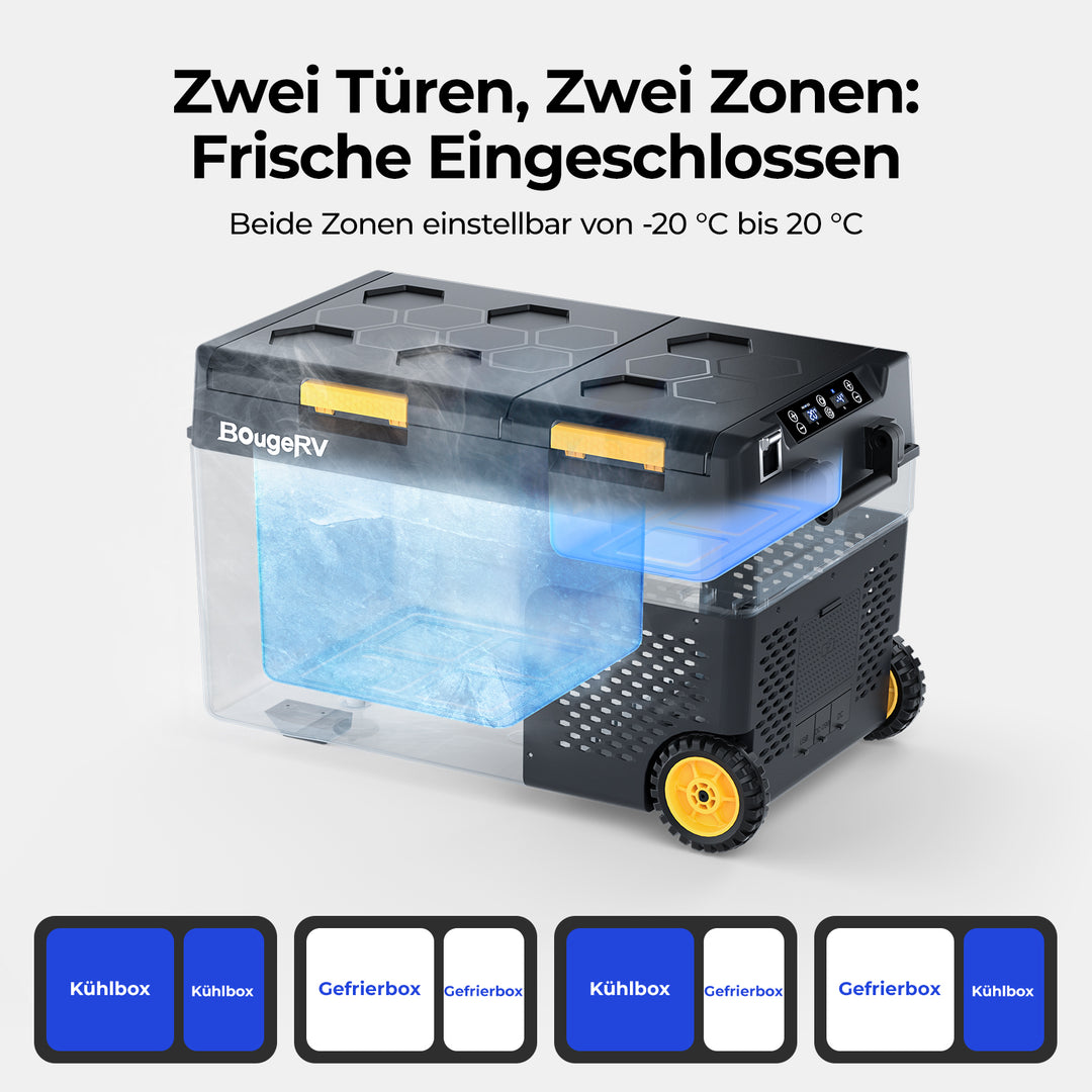 BougeRV CRD2 57L Zwei Zonen Doppeltür Kompressor Kühlbox Auto