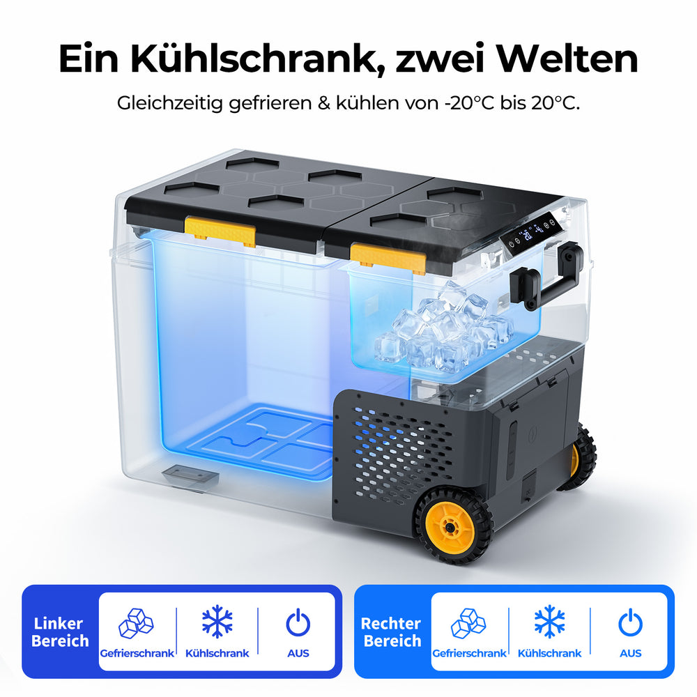 BougeRV CRD2  V2.0 49L Zwei Zonen Doppeltür Kompressor Kühlbox Auto