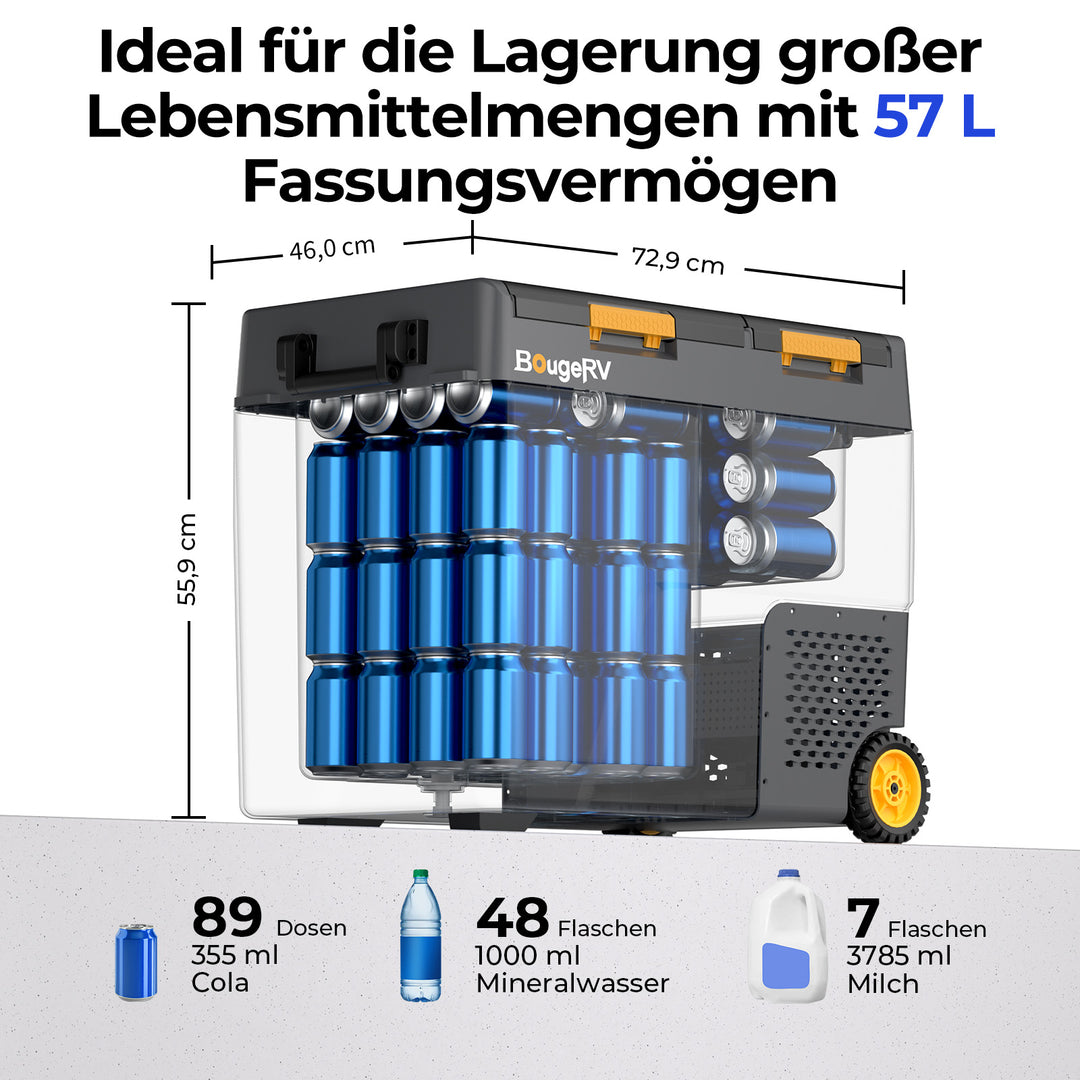 BougeRV CRD2 V2.0 57L Zwei Zonen Doppeltür Kompressor Kühlbox Auto