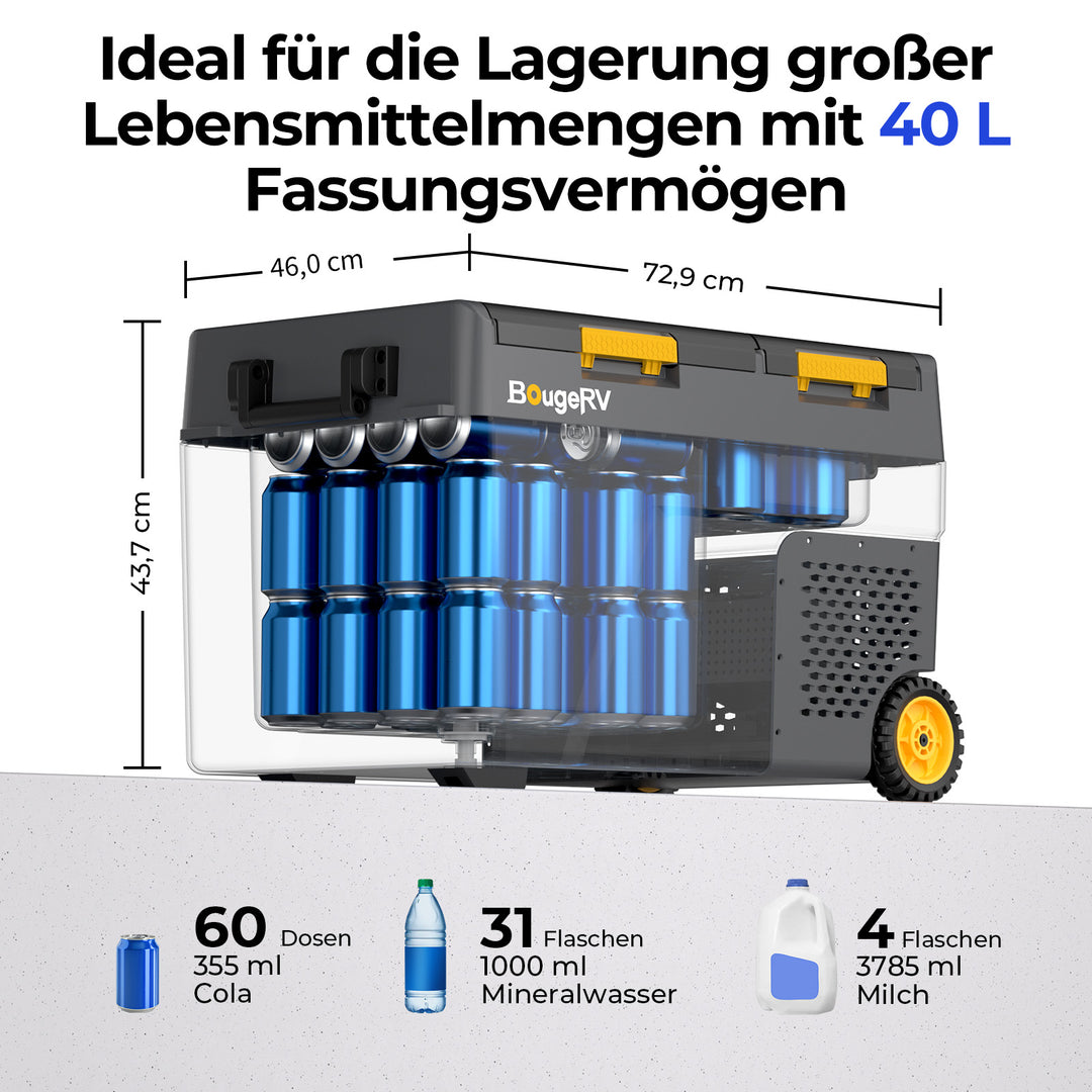 BougeRV CRD2 V2.0 40 L Zwei Zonen Doppeltür Kompressor Kühlbox Auto
