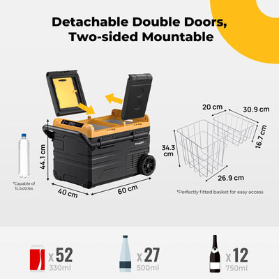 35L 12V Doppelzone Doppeltür Tragbarer Auto Kühlschrank Kit