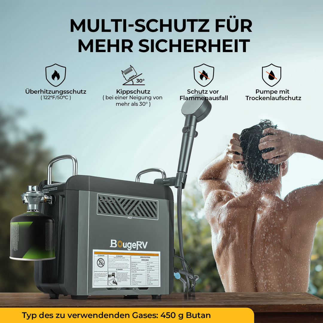 BougeRV tragbarer Propan-Wassererhitzer für Camping, mobiler Durchlauferhitzer
