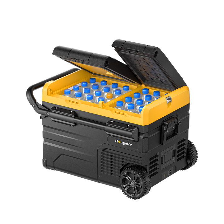 BougeRV CRD 35L 12V Zwei Zonen Doppeltür Tragbarer Auto Kühlschrank mit Akku