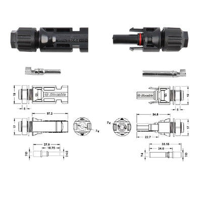 44PCS Solar Connector with Spanners IP67 Waterproof Male/Female - BougeRV