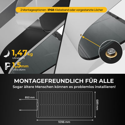 <tc>BougeRV Yuma Pannello Solare CIGS 100W Modulo Solare Flessibile 360° (Pre-forato)</tc>