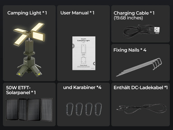 <tc>BougeRV Lámpara de camping portátil plegable para exteriores</tc>