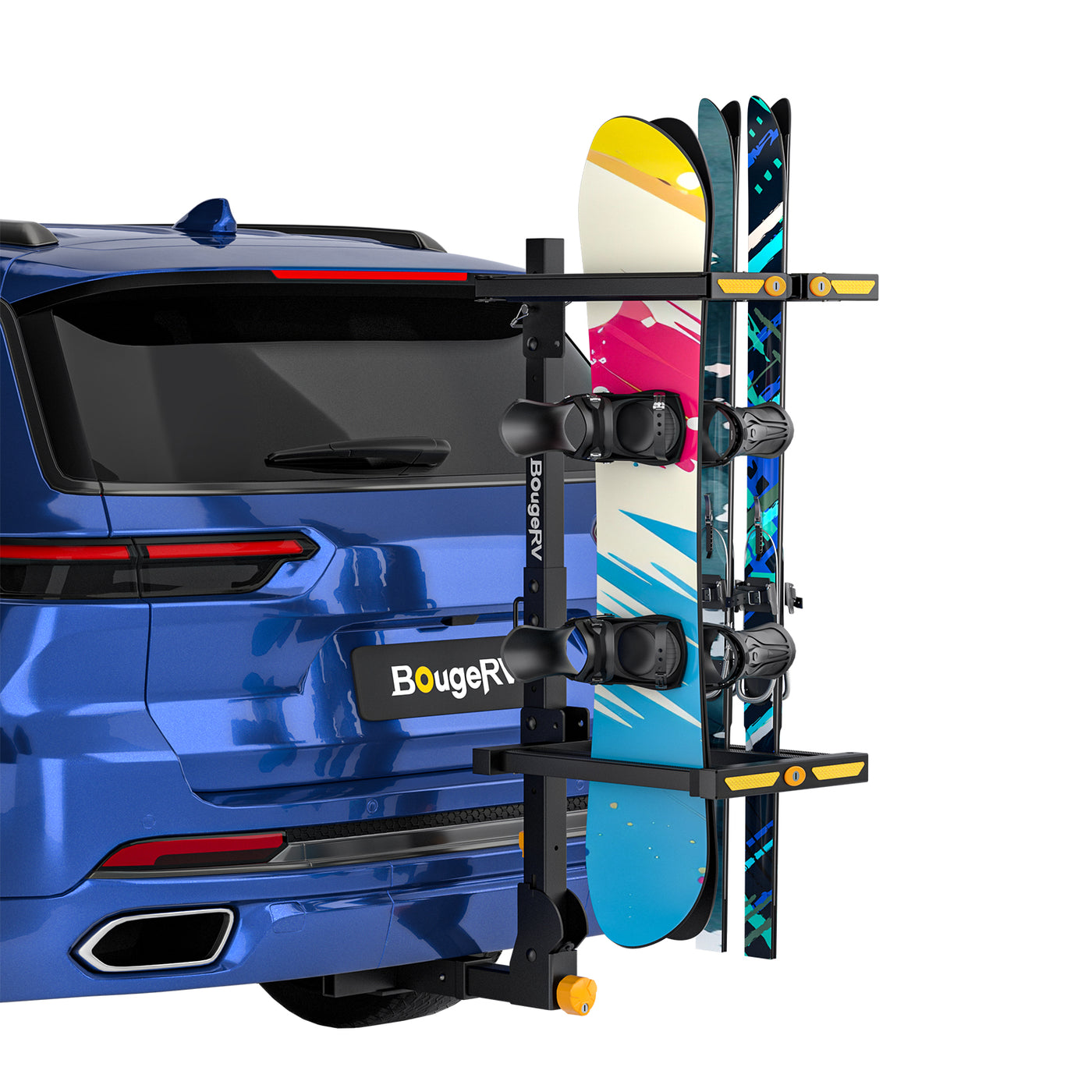 BougeRV Ski- und Snowboard-Träger für Anhängerkupplung mit Diebstahlschutz