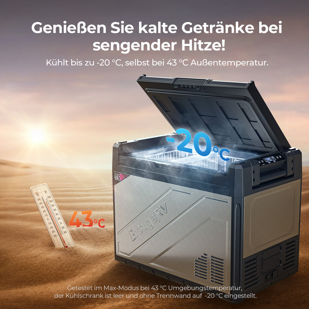 BougeRV Rocky2 65L Zwei Zonen 12V Kompressor Kühlbox Auto, Tragbarer Kühlschrank
