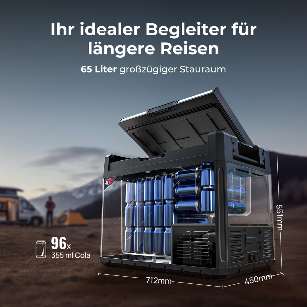 BougeRV Rocky2 65L Zwei Zonen 12V Kompressor Kühlbox Auto, Tragbarer Kühlschrank