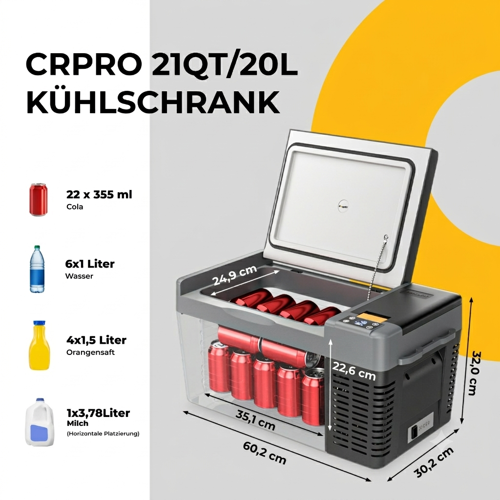 BougeRV CRPRO 20 L 12V Tragbarer Auto Kühlschrank Schwarz