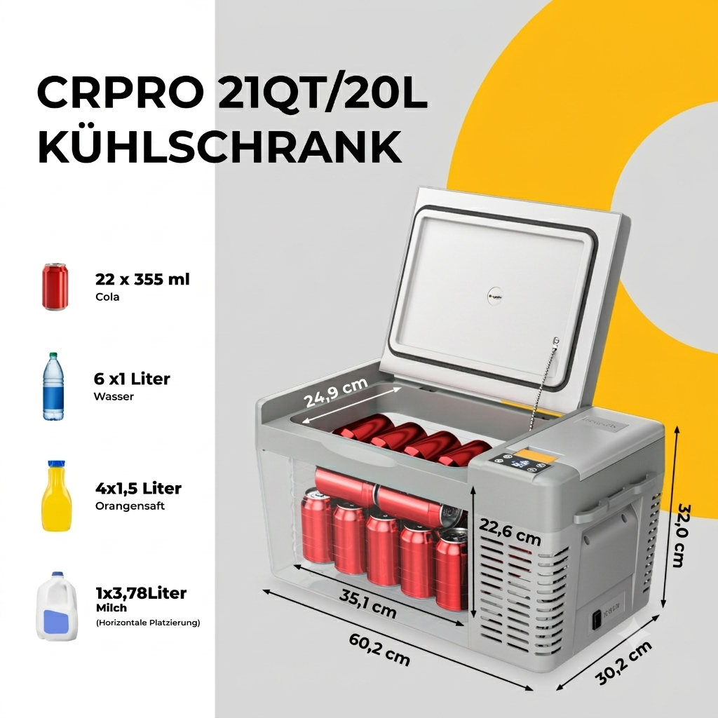 BougeRV CRPRO 20L 12V Tragbarer Auto Kühlschrank Weiß