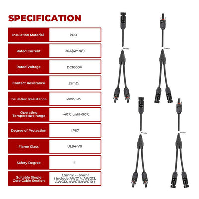 2 Paar Solarpanel Y Stecker（1 Bis 2）Solar Kabel