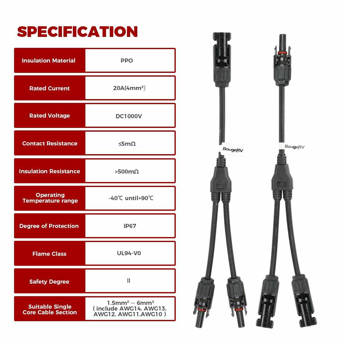 1 Paar Solarpanel Y Stecker（1 Bis 2）Solar Kabel