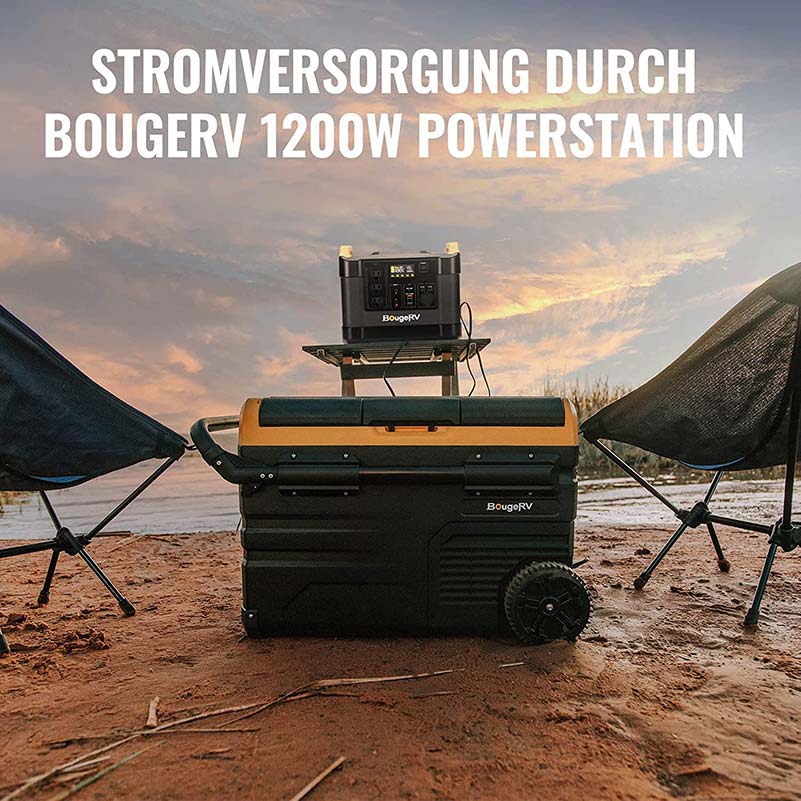 BougeRV Kompressor Kühlbox 12v, 45 Liter Auto Kühlbox(Doppelzone
