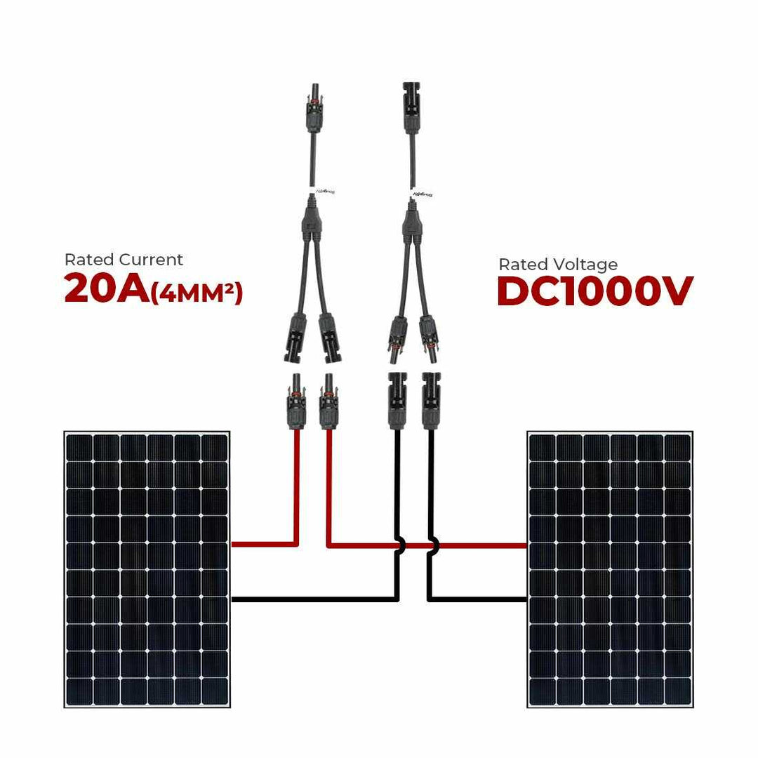 BougeRV Solar Y-Stecker Set – Parallelanschluss Für 5 Solarpanels, IP67 Wasserdicht, 30A/1000V